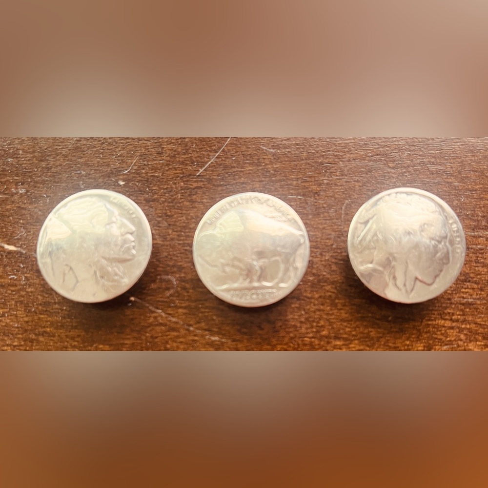 1 Buffalo Nickel & 2 Indian Head Nickel Button Covers